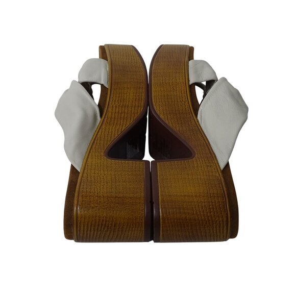 House Of Harlow 1960 Glamming Tan Leather Platform Sandals Size 8.5 M Block Heel - Picture 5 of 8